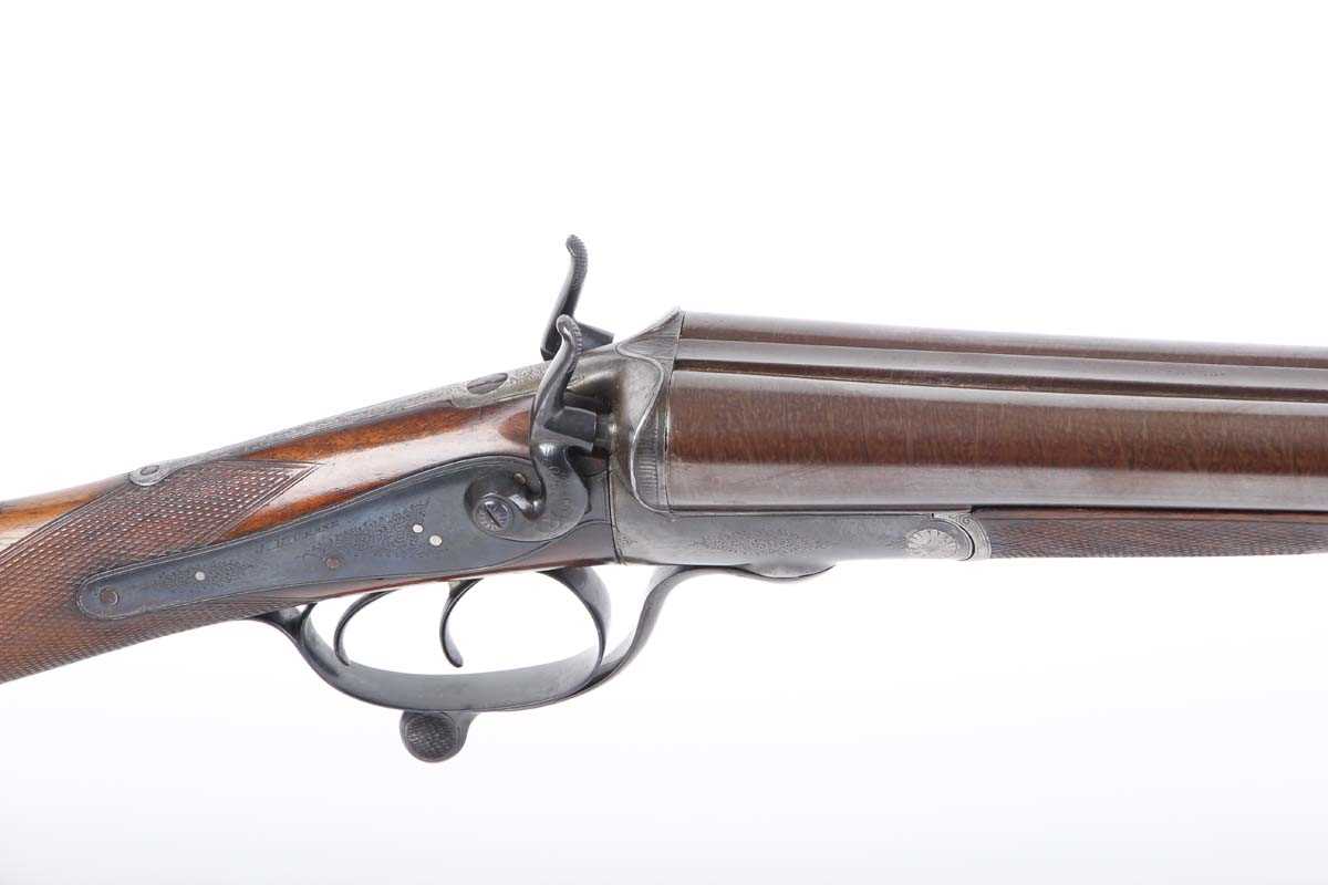 Ⓕ (S2) 12 bore double hammer gun by J. H. Crane, 29½ ins brown damascus barrels (reproofed, - Image 2 of 9