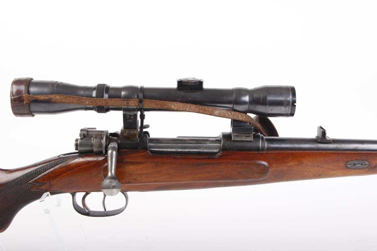 Ⓕ (S1) 8x57mm Mauser bolt action rifle, internal magazine, 25 ins sighted barrel, double set - Image 3 of 9