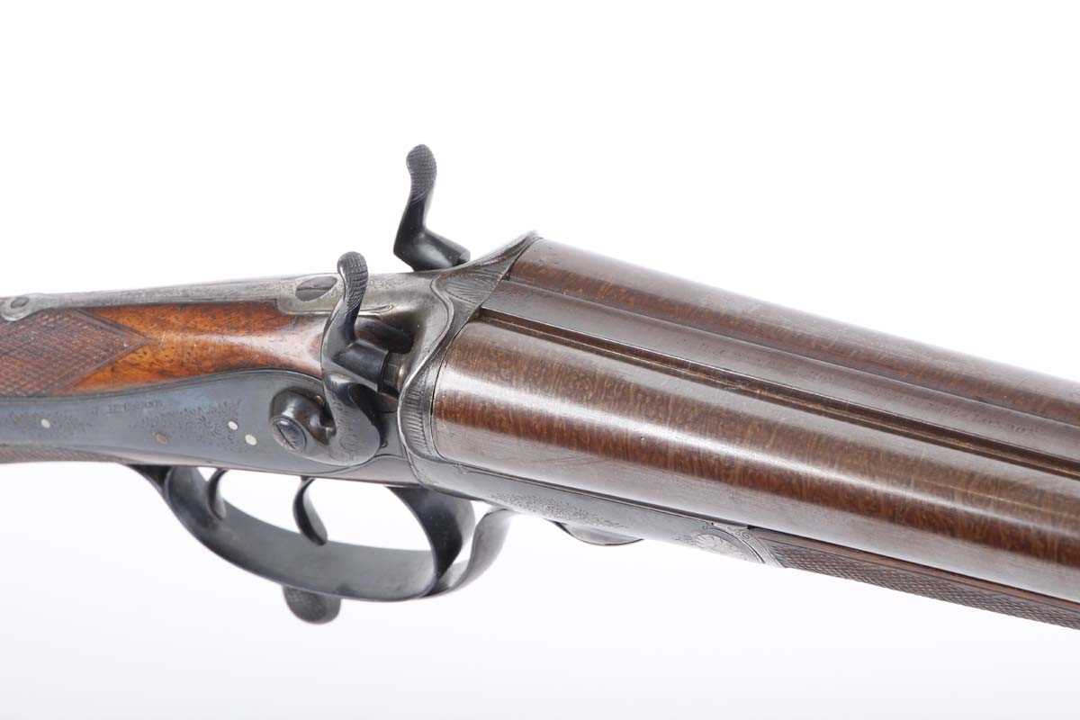 Ⓕ (S2) 12 bore double hammer gun by J. H. Crane, 29½ ins brown damascus barrels (reproofed, - Image 6 of 9