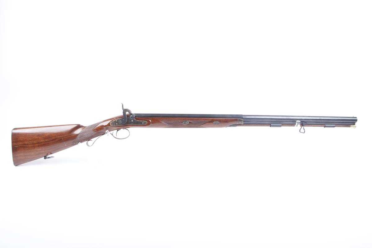 Ⓕ (S2) 12 bore Pedersoli percussion single sporting gun, 32 ins two-stage part octagonal barrel (