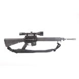 Ⓕ (S1) .223/5.56mm Olympic Arms AR-15 straight-pull rifle, mounted 3-9 x 50 Bushnell Sportview scope