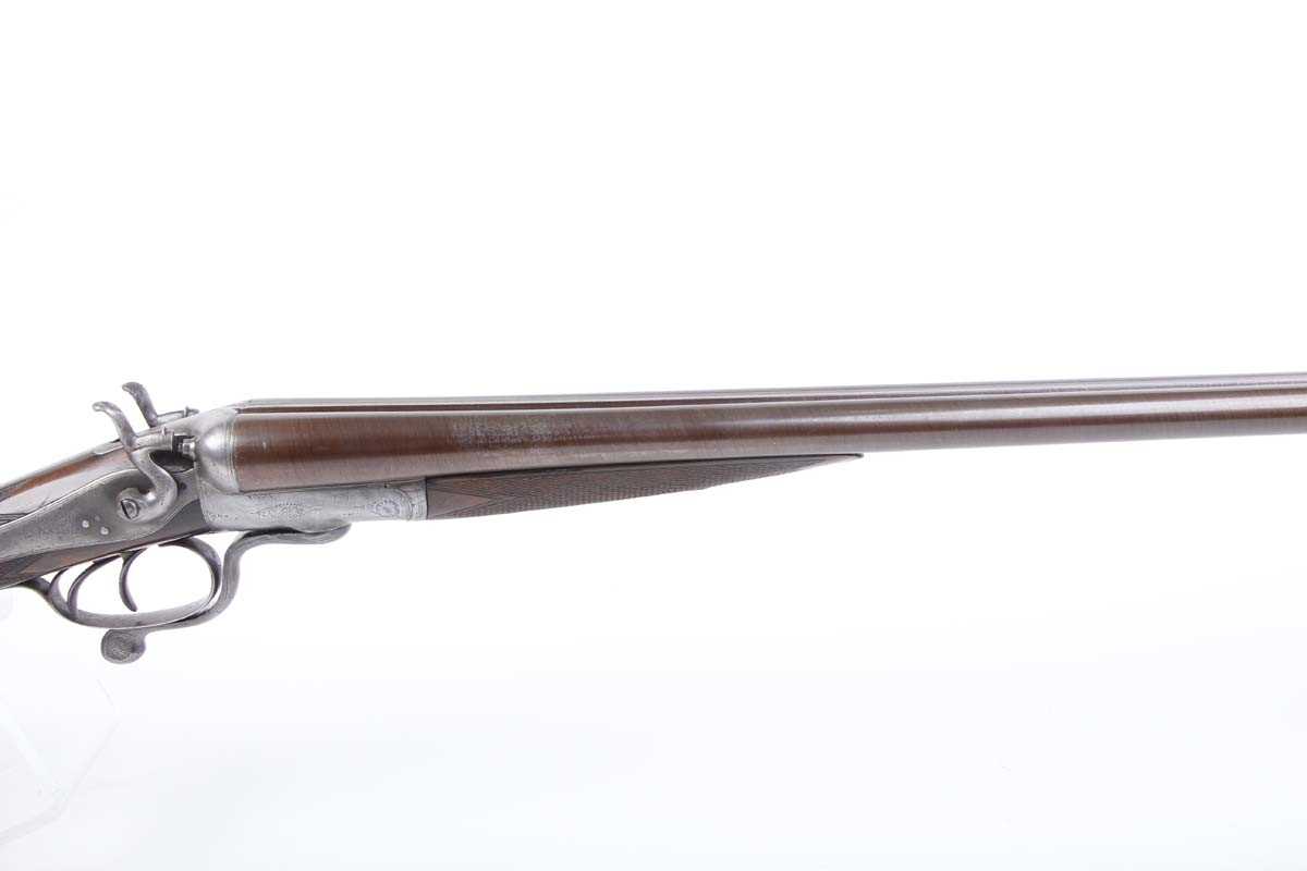 Ⓕ (S2) 12 bore double hammer gun by Braddell & Son, 30 ins brown damascus barrels (re-proofed, - Image 3 of 7