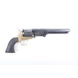 Ⓕ (S1) .36 Percussion 6 shot revolver, 7½ ins octagonal barrel (English proof marks) with captive