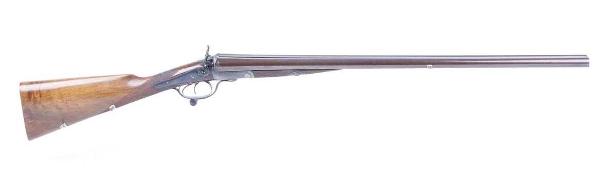 Ⓕ (S2) 12 bore double hammer gun by J. H. Crane, 29½ ins brown damascus barrels (reproofed,