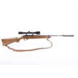 Ⓕ (S1) .22 Ruger 10/22 semi-automatic carbine, 19 ins screw cut barrel fitted with moderator, 10-