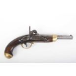(S58) .700 French Military Percussion Pistol, 8 ins round sighted half stocked barrel stamped 598,