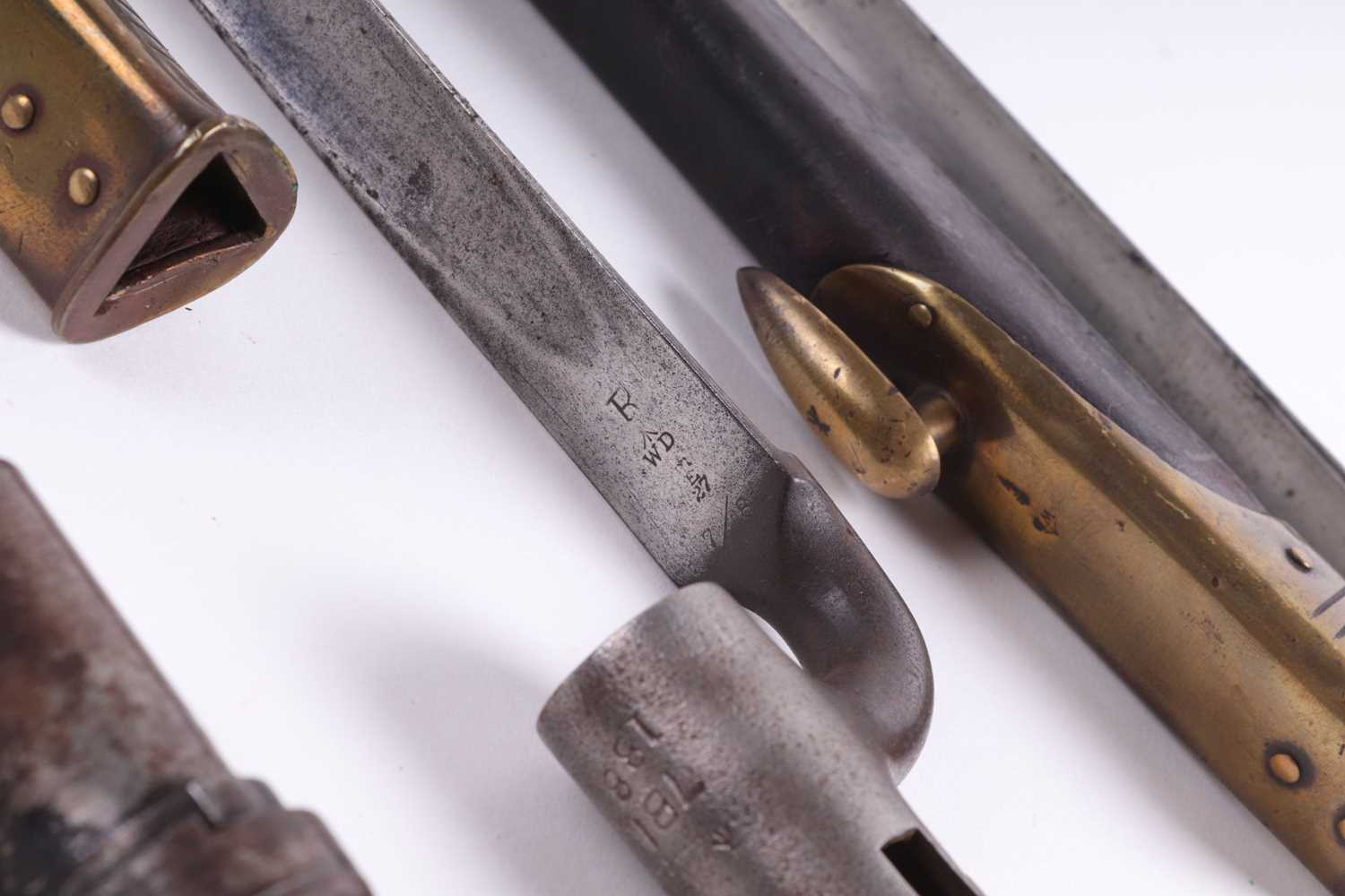 Three British P1876 Martini Henry socket bayonets dated Nov. 1887, June 1888, and July 1885, with - Image 3 of 4