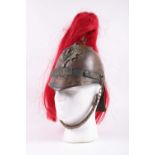 British 1st Dragoon Guards Albert helmet with chinstrap and plume (holder a/f)Further images