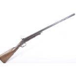 (S58) An unusual 12 bore English bar-in-wood sliding-breech pinfire double sporting gun, 26½ ins