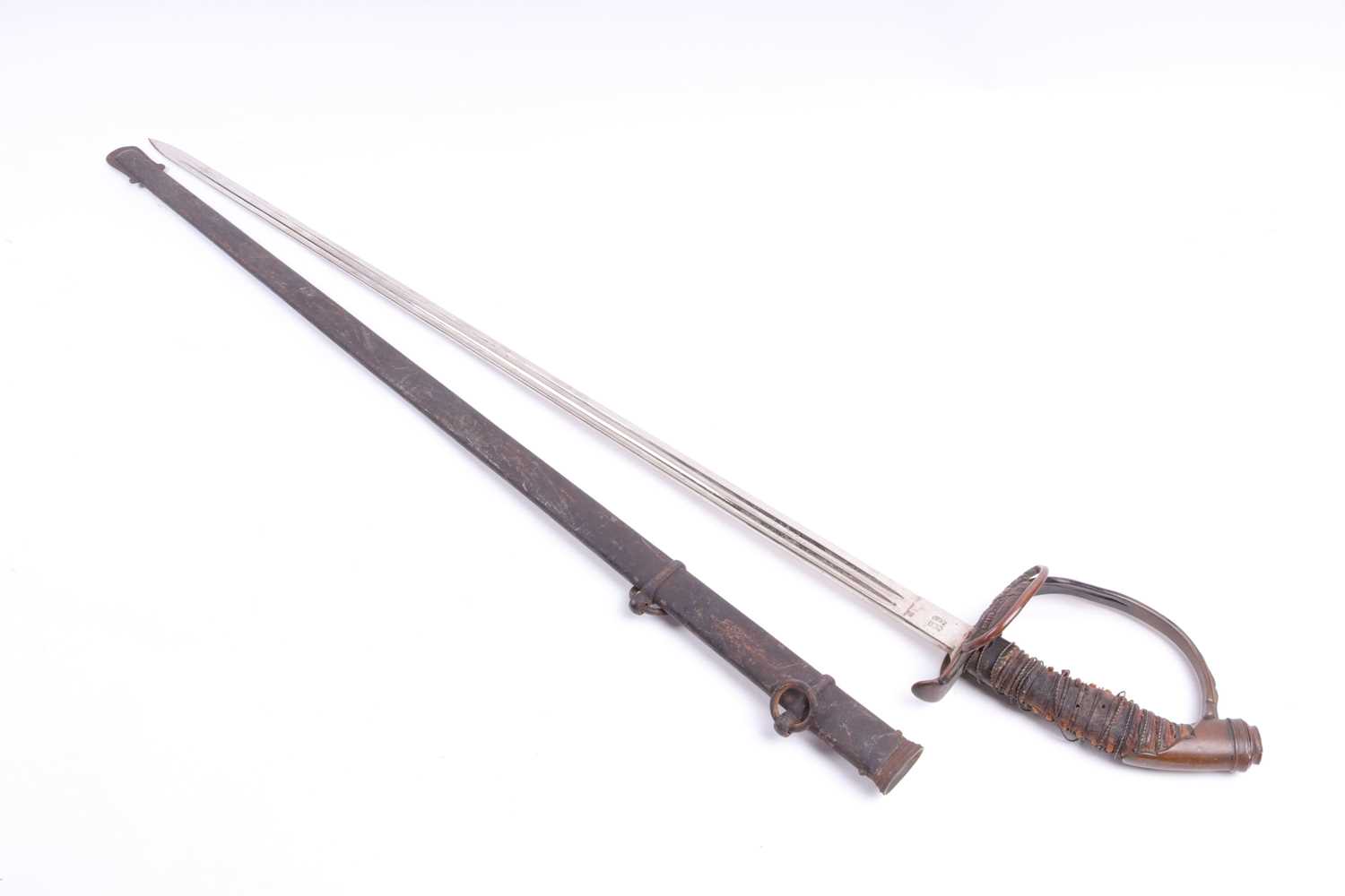 Prussian Model 1889 infantry officer's sword, 31 ins double fullered blade by W,K & C Solingen,