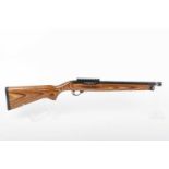 Ⓕ (S1) .22 Ruger 10/22 semi-automatic rifle, 13 ins cut down and ported barrel, picatinny rail, 10