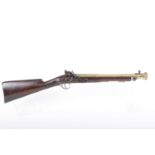 (S58) Flintlock blunderbuss by W. Parker, the 16 ins two-stage brass barrel with swamped muzzle, the