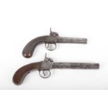 (S58) 50 bore Percussion Pocket Pistol, 3½ ins round turnoff barrel, engraved boxlock action,