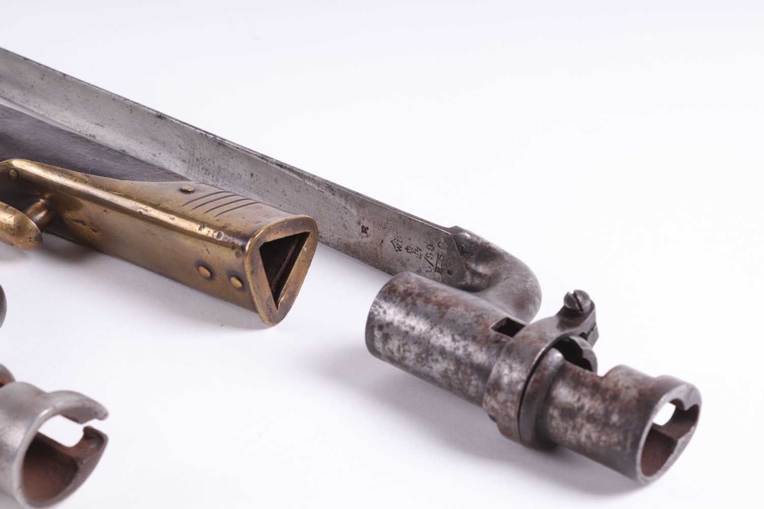 Three British P1876 Martini Henry socket bayonets dated Nov. 1887, June 1888, and July 1885, with - Image 2 of 4