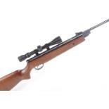 .22 Hatsan Model 60S break-barrel air rifle, Tru Glo sights, mounted 3-9x40 scope, Monte Carlo stock