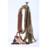 Brass bugle with bugle cord and mouthpiece