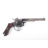 (S58) 11mm Pinfire Double Action Revolver by J Chaineux, 6¼ ins round barrel with mount and bead