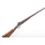(S58) 12 bore Pinfire Bar in Wood Sporting Gun by J V Needham, 28¾ ins brown damascus barrels