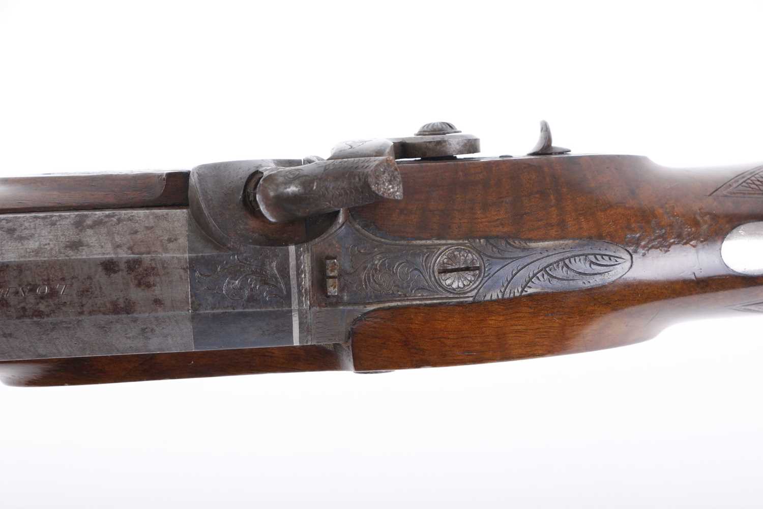 (S58) A cased pair of 18 bore percussion pistols by Hamburger & Co., each with a 7½ ins damascus - Image 7 of 21