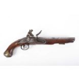 (S58) 16 bore Flintlock pistol by Barnett, 8½ ins fullstocked barrel (ramrod missing), the tapered