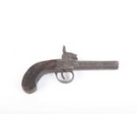 (S58) 54 bore English percussion pocket pistol (a/f), turn-off barrel, boxlock action, slab-sided