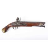 (S58) 16 bore Tower flintlock service pistol, 8½ ins fullstocked barrel with captive steel ramrod,