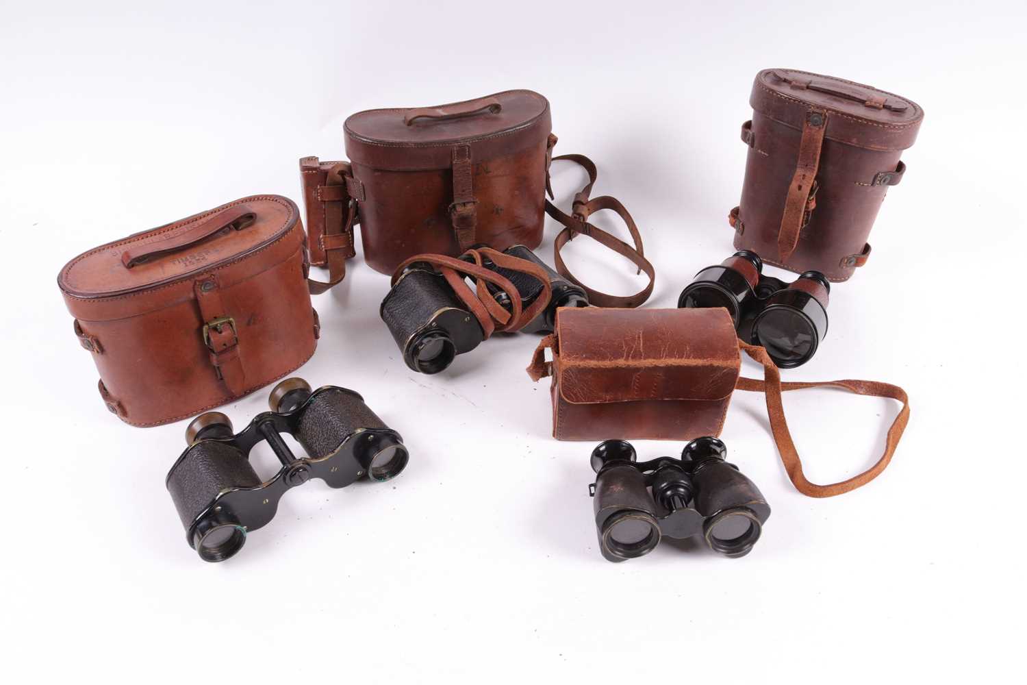 W.Watson & Sons Ltd. London x6 binoculars in maker's leather case, Kershaw & Sons No.3 MkII 1918