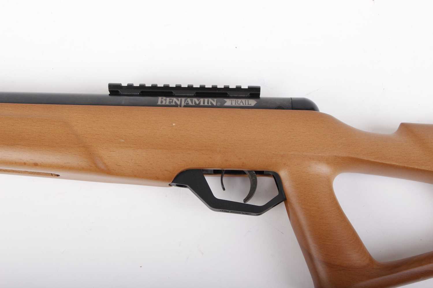 .22 Benjamin Trail break-barrel air rifle, tube mounted weaver scope rail, pistol grip stock with - Image 7 of 7