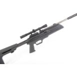 .22 SMK SR900S side lever air rifle, barrel by BSA fitted moderator, mounted 4x20 scope, black