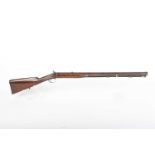 (S58) .600 English percussion sporting rifle, 28½ ins octagonal damascus barrel (Birmingham proof