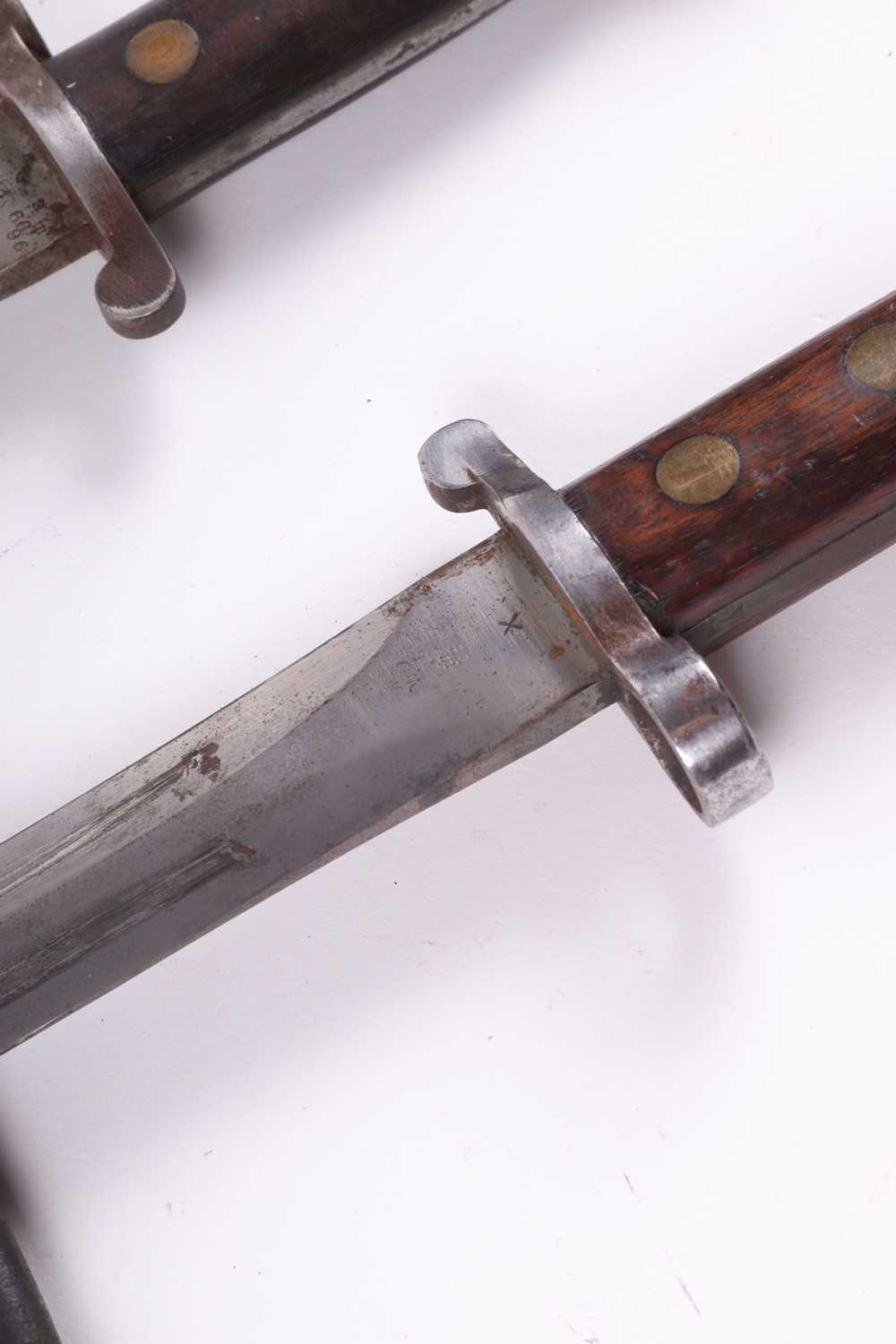 Two British P1888 MkI Type II knife bayonets numbered 628 and 248, each with broad arrow and - Image 2 of 5