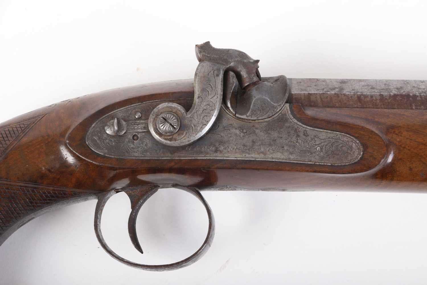 (S58) A cased pair of 18 bore percussion pistols by Hamburger & Co., each with a 7½ ins damascus - Image 5 of 21