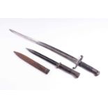 Pattern 1856/58 Yataghan sword bayonet by WKC Solingen, together with a Mauser K98 bayonet by Berg &