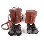 Pair of French made 'L Petit Fabt, Paris' binoculars in leather case stamped 1916, together with