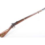 Ⓕ (S2) .58 Alder percussion two-band musket, 32 ins barrel with raised blade and folding leaf