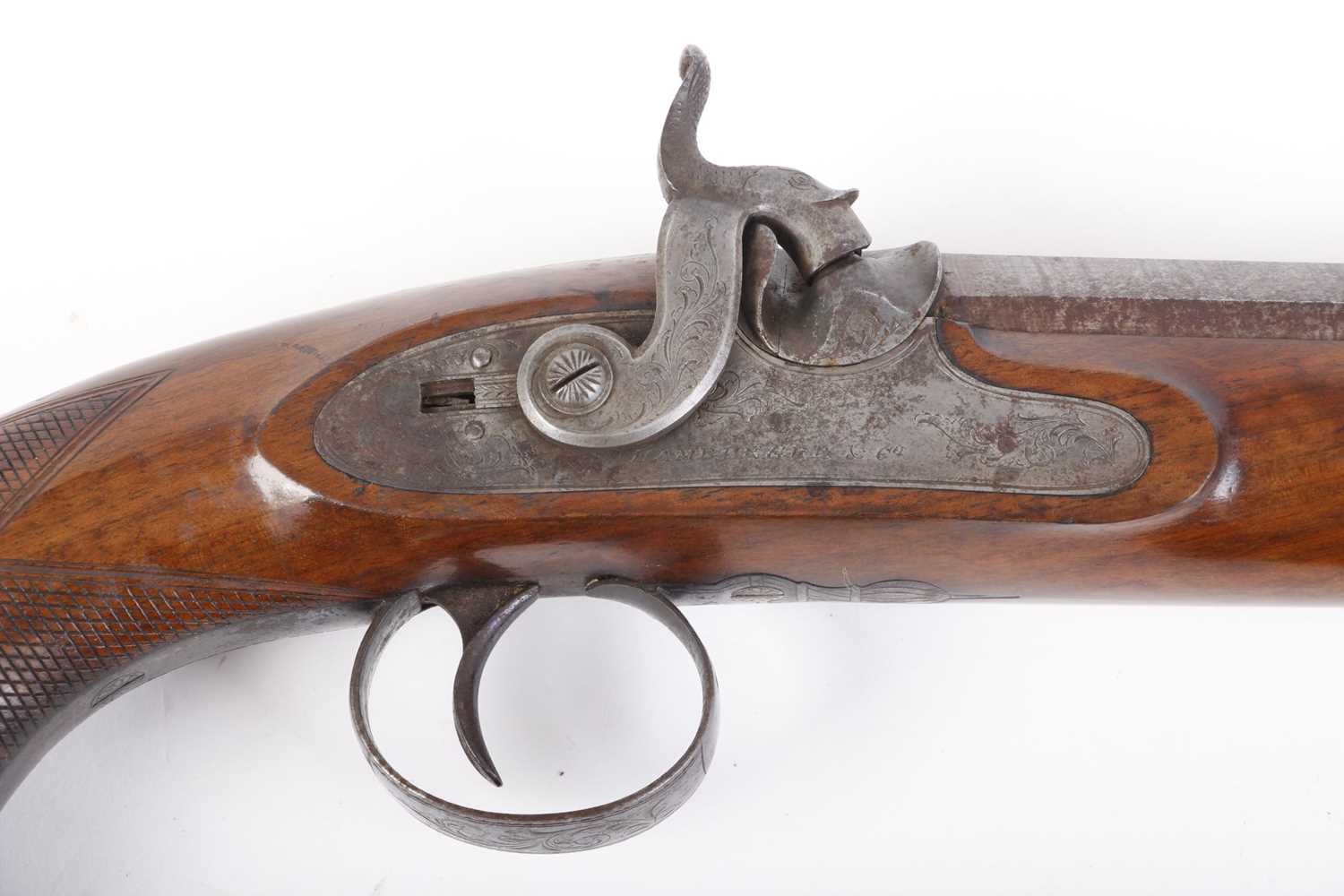 (S58) A cased pair of 18 bore percussion pistols by Hamburger & Co., each with a 7½ ins damascus - Image 14 of 21