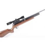 .22 Daystate Hunstman pre charged air rifle, fitted moderator, mounted 4x40 Weatherby scope, no.