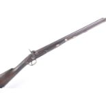 (S58) 16 bore Percussion Sporting Gun, 30 ins half stocked barrel, brass mounted tapered wooden