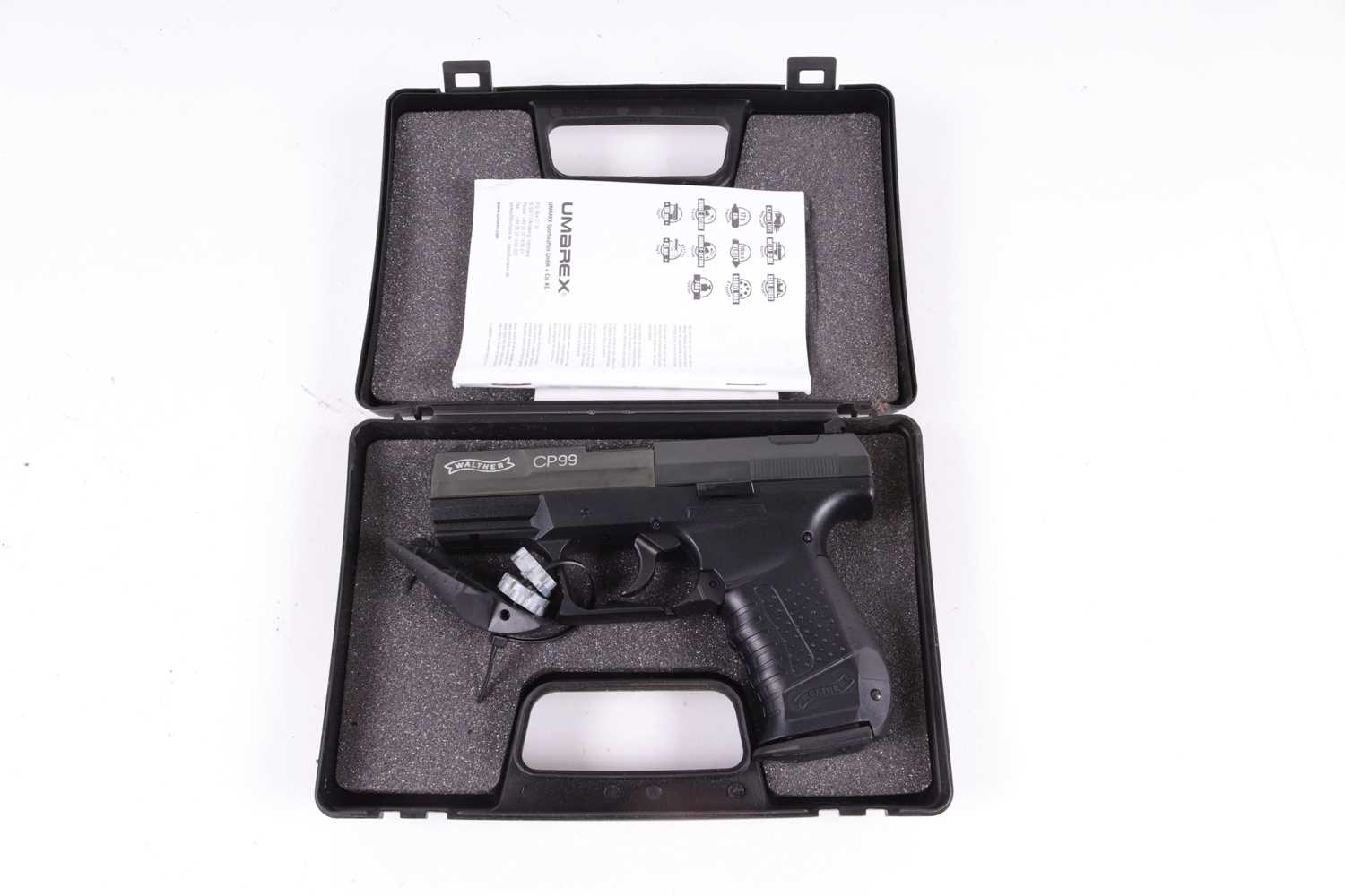 .177 Walther CP99 Co2 air pistol, with two rotary magazines and instructions, no. J151655226, in