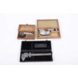 Cased Etalon No.23C 0-1" micrometer, one other cased Etalon micrometer with dial indicator, and a