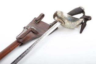 British 1912 Pattern cavalry officer's sword by Clement Gray, Sheffield, 35 ins fullered blade,