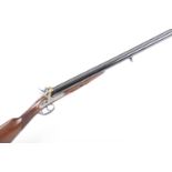 Ⓕ (S2) 10 bore double percussion sporting gun, 30 ins barrels with bead sight (black powder