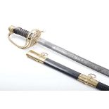 Replica US Confederate Cavalry Officer's sword, 32 ins fullered blade etched CSA, brass guard