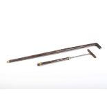 (S58) .320 Victorian Air Cane, two-piece brown lacquered top loading cane with hardwood handle,