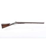 (S58) 12 bore percussion double sporting gun by George Gibbs, 28 ins damascus barrels with broad