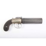 (S58) 50 bore percussion double-action pepperbox belt pistol by Tatham, 5½ ins barrels numbered 1-