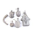 Six oriental metal powder flasks