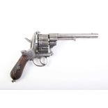 (S58) 11mm pinfire Continental double-action 10 shot revolver, 6 ins barrel, fluted cylinder, side-