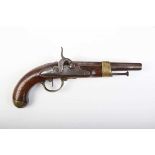 (S58) .70 French M1856 percussion service pistol, 7½ ins barrel half-stocked and with steel