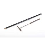 (S58) .320 Victorian Air Cane, two-piece black lacquered cane with capped top, blade foresight, V
